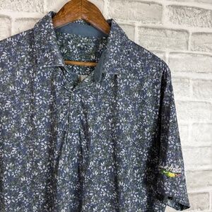 PUMA Golf Stone Blue Floral AOP Performance Stretch Golf Polo Mens LARGE